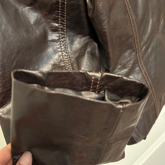 Brown genuine leather jacket for women short - Picture 4 of 11